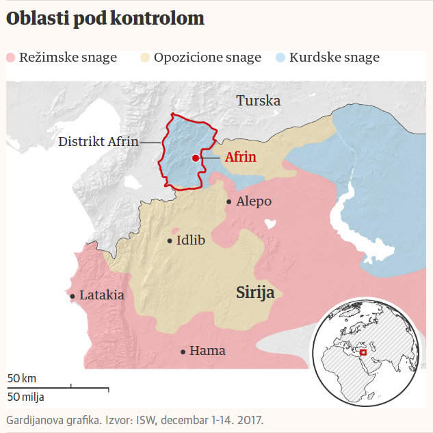 Oblasti pod kontrolom sukobljenih strana